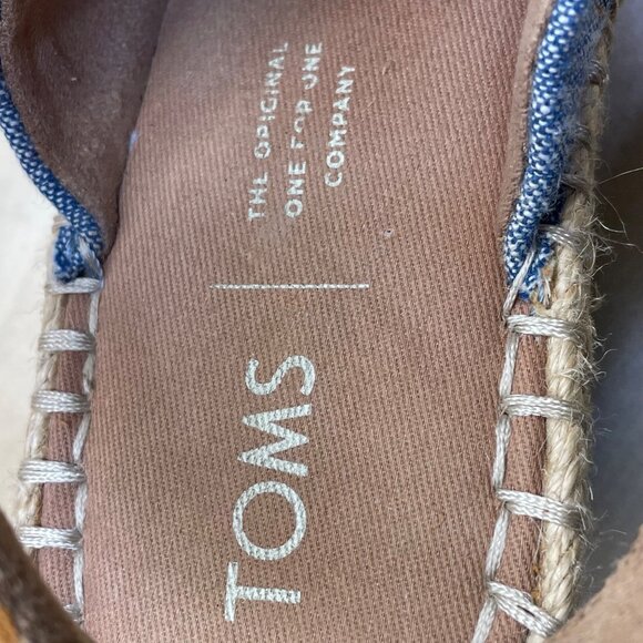 Toms Womens Tan & Denim Wedge Espadrille Slingback Open-Toe Sandals Size 7.5 - Picture 8 of 10